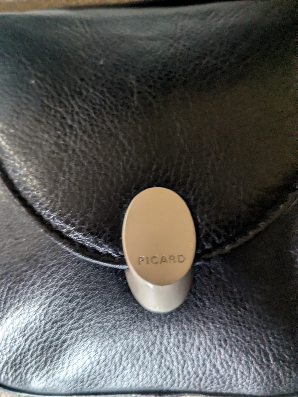 PICARD Black Leather Crossbody with Silver Hardware